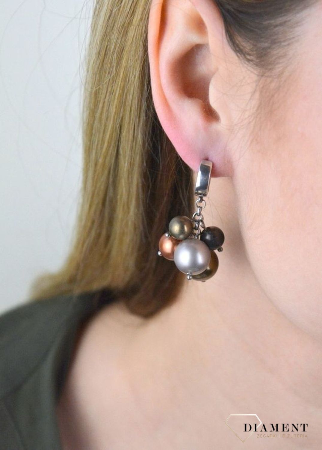 Kolczyki wiszące srebrne kolorowe perły Swarovski Elements KWM 5810 Swarovski JESIEŃ.jpg